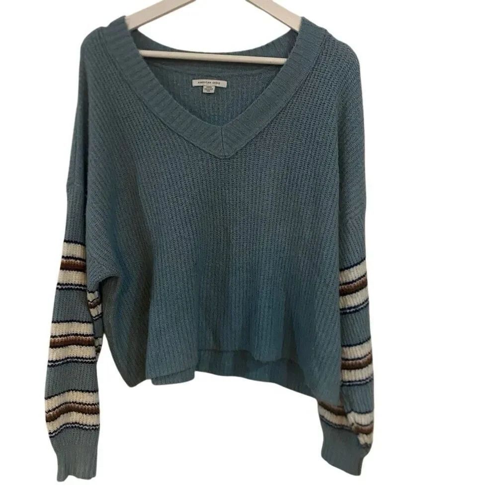 American Eagle medium oversized vneck sweater blue